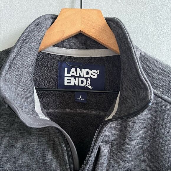 Lands’ End Men’s Sweater Fleece Full Zip Jacket Charcoal Grey Size Small - Picture 3 of 10